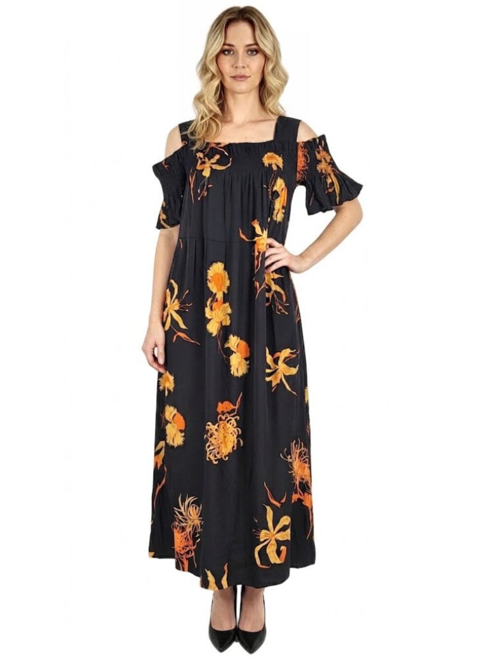 Dries Van Noten Silk Floral Cold-Shoulder Maxi Dress, Womens Size 6-8 ( 38 EU)